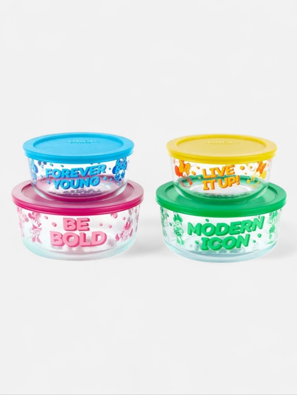 Disney Pyrex Minnie Mouse Decorated Food Storage Set 8 Piece